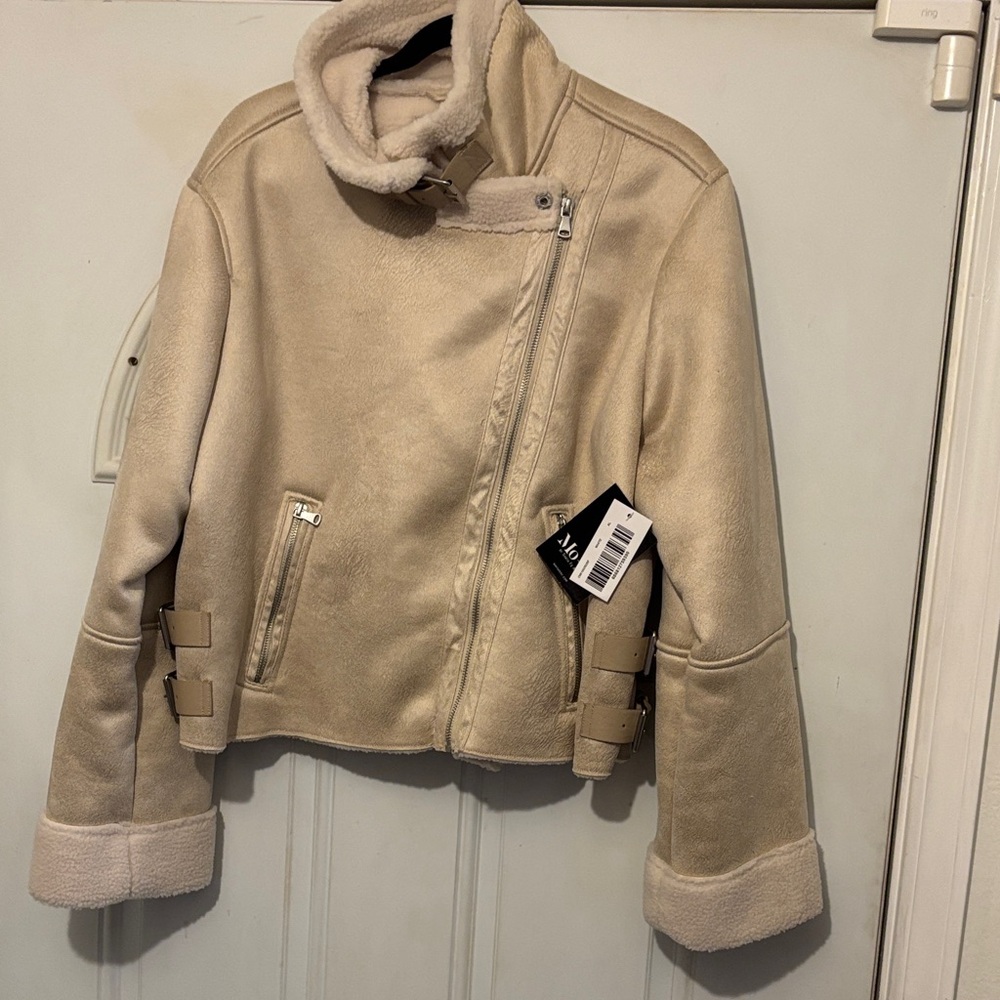 MO-KA Cream Faux Shearling Jacket